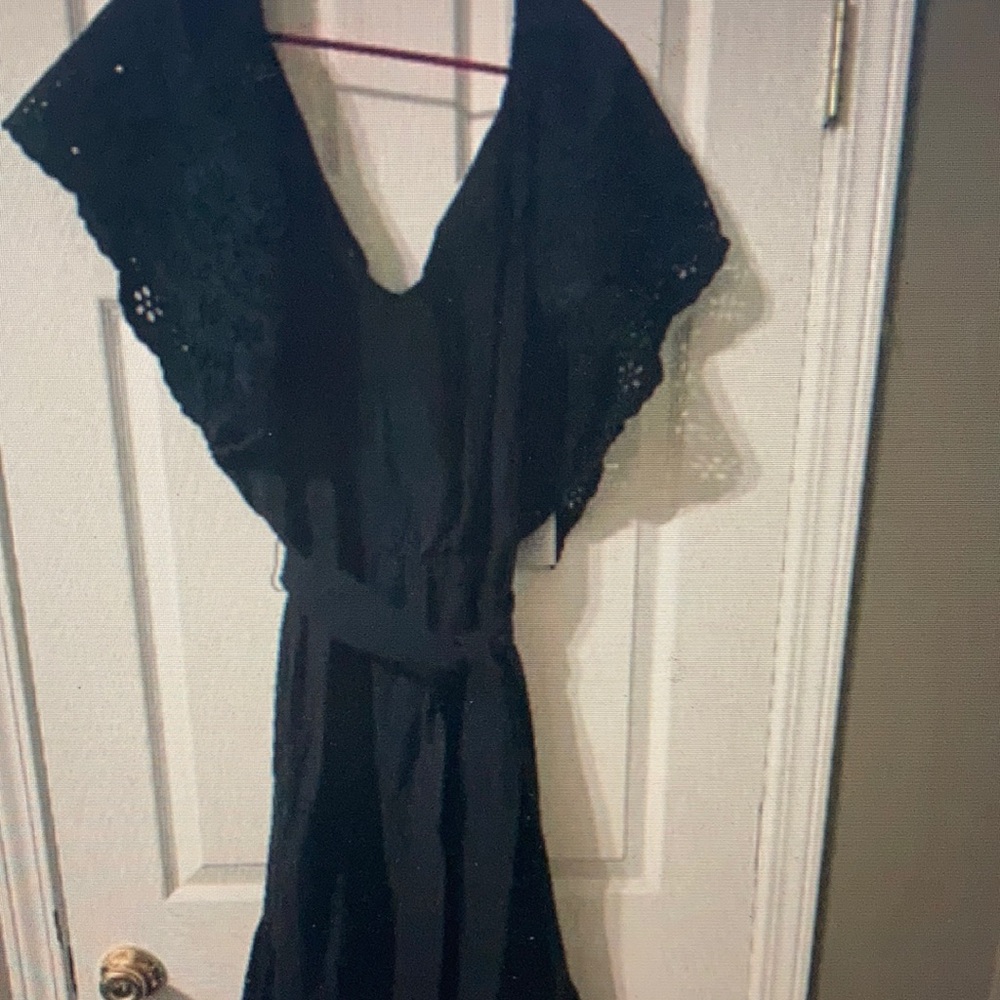 NWT Eloquii Off-Shoulder Cotton Eyelet Tiered Ruffle Maxi Dress, Flutter Sleeves